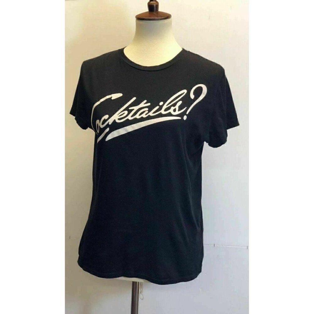 Dream Scene Womens Black Cotton T-Shirt